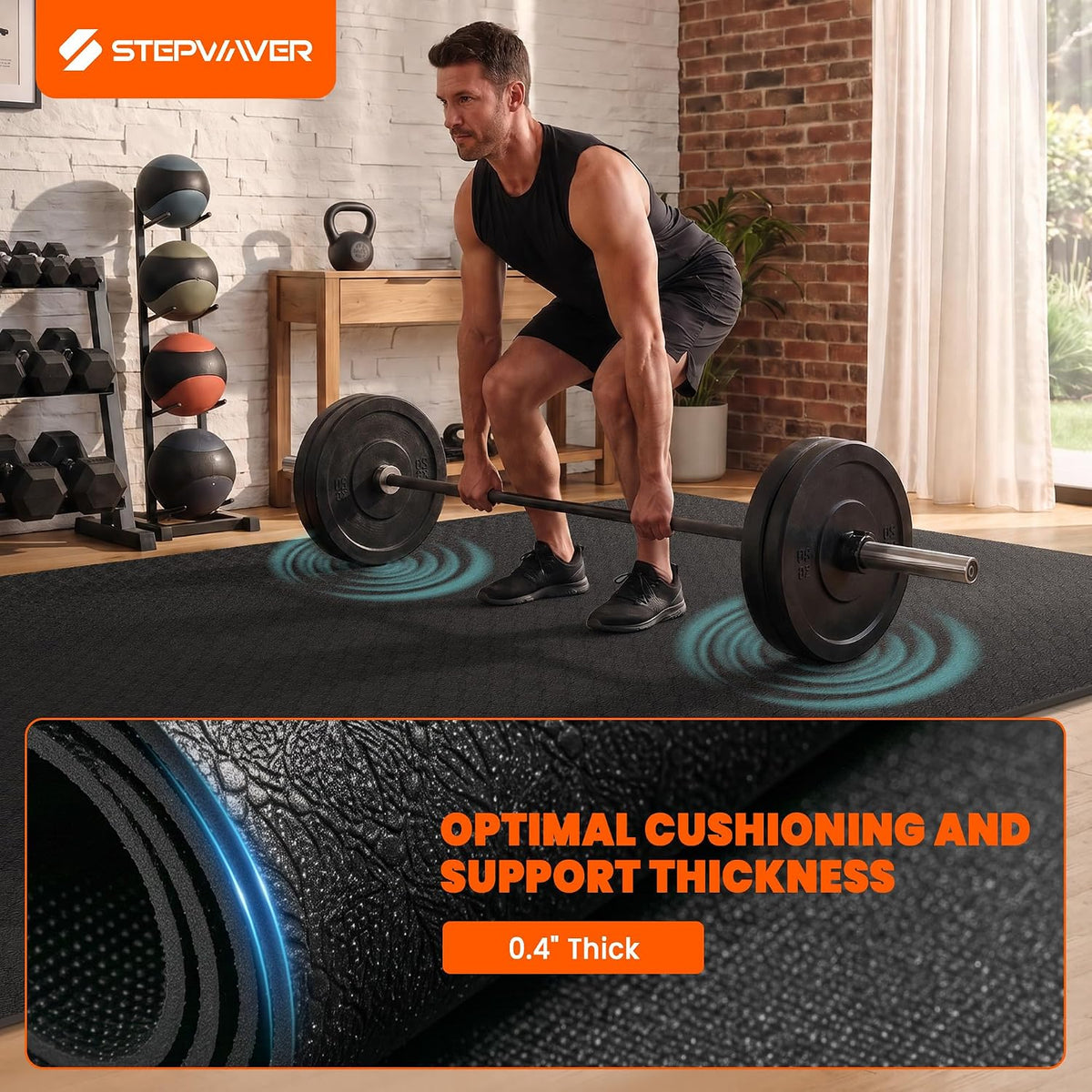 Stepwaver Extra Large Exercise Mat - 7'x5'/8'x5'/9'x5'/10'x5'x10mm