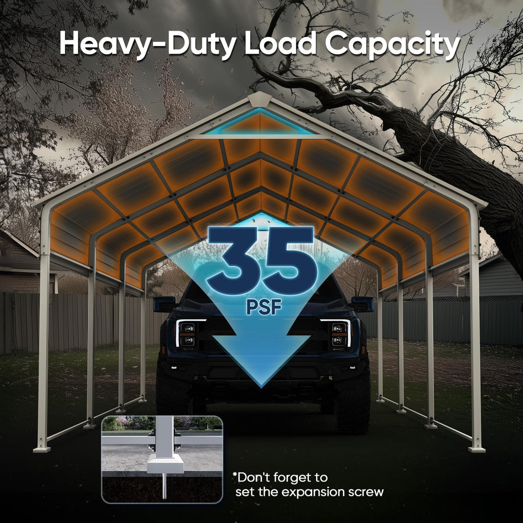 Quictent 14x25x15 FT RV Metal Carport, Heavy Duty Reinforced Steel Shelter with Side Panel, Extra Tall Outdoor Garage Canopy for RV, Boat, Truck and Farm Equipment