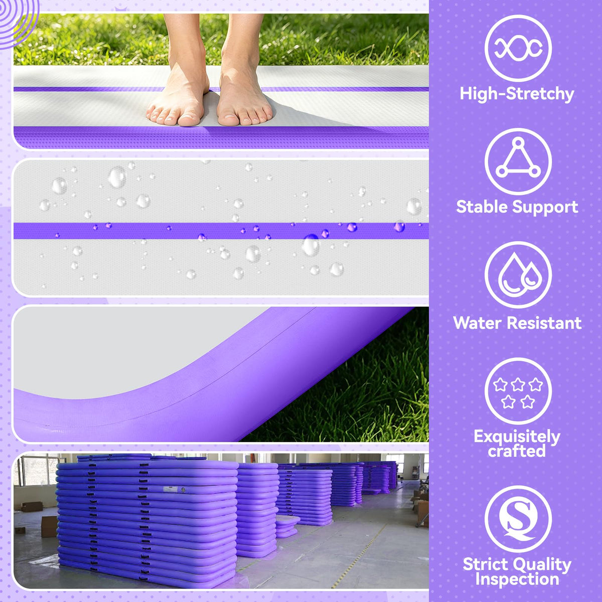 FBSPORT 6.6ft/10ft/13ft/16ft/20ft Inflatable Air Gymnastics Training Mat