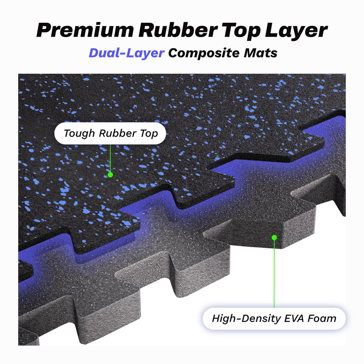 AIRHOP 1/2" Thick 48 Sq Ft Gym Flooring for Home Gym, Rubber Top Gym Mats