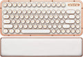 Azio Retro Compact Keyboard (Posh) - Bluetooth Wireless/USB Wired Vintage Backlit White Leather Mechanical Keyboard with Arm Rest for Mac and PC (MK-RCK-L-02-US)