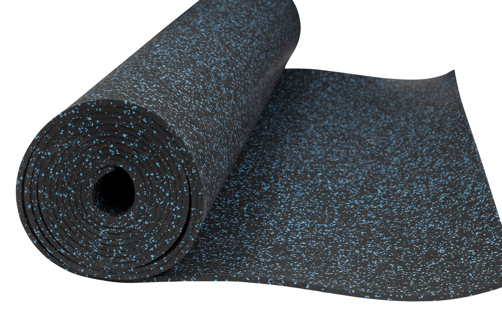 Genaflex Rubber Gym Floor Mat - 8mm Thick - Heavy Duty Commercial Protective Gym Flooring Roll (10% Blue, 4' X 6')