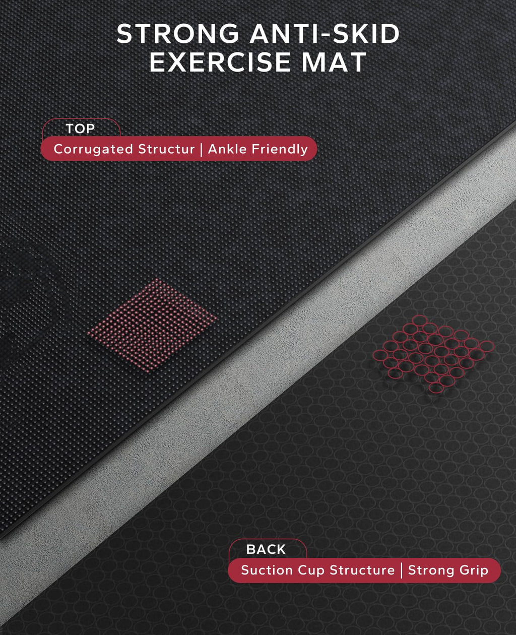 HAPBEAR Large Exercise Mat-6'x4'/7'x5'/6'x8'/6'x9'/6'x10'/6'x12'x 1/3"(8mm)