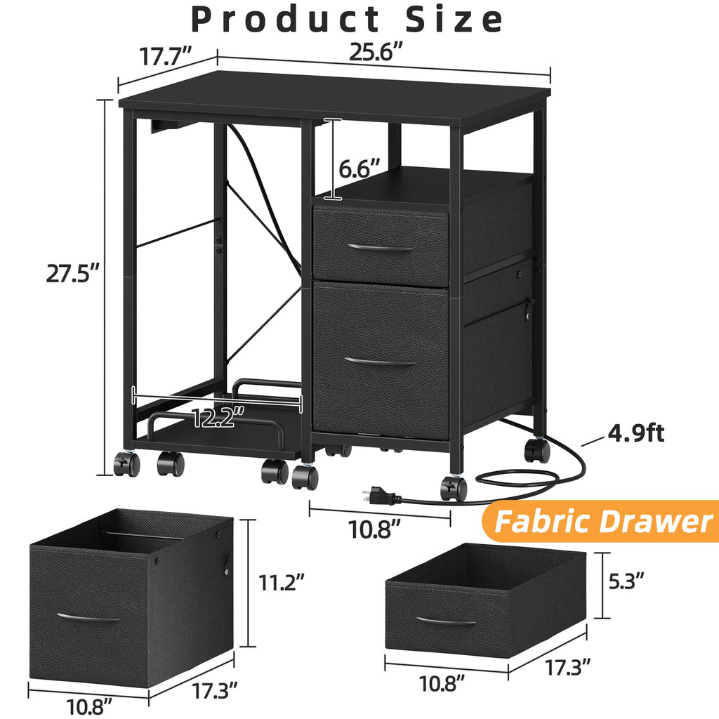 YAOHUOO Printer Stand with Power Outlet/Drawers, Printer and Shredder Stand