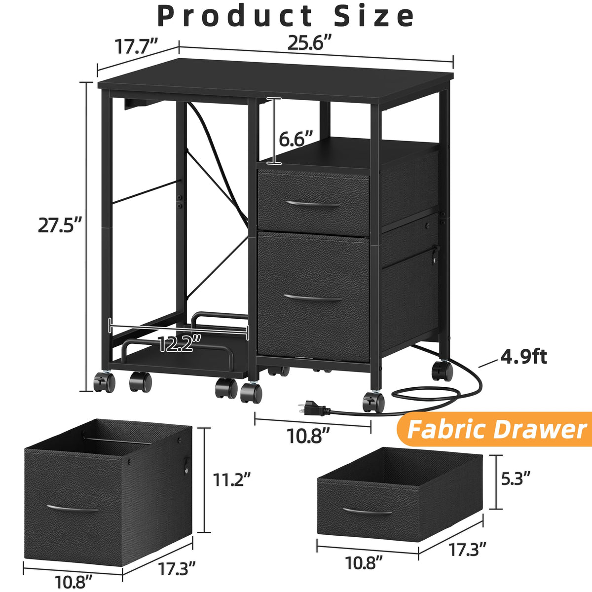 YAOHUOO Printer Stand with Power Outlet/Drawers, Printer and Shredder Stand