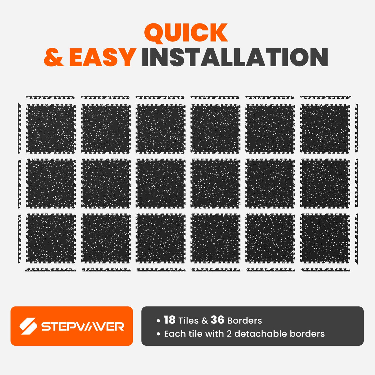 Stepwaver 0.79" Thick 48 Sq Ft Rubber Top Exercise Equipment Mats