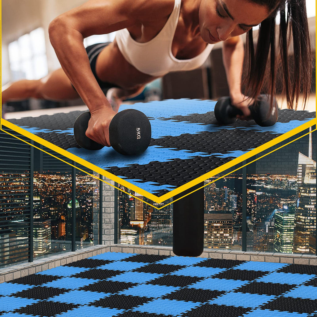 Ecally 100 Pcs 12 x 12 Gym Mat Foam Floor Mats for Home Gym Covers 96 Sq Ft Puzzle Exercise Square Interlocking Carpet Tiles with Border for Workouts Equipment Yoga Pilates (Black,Red)