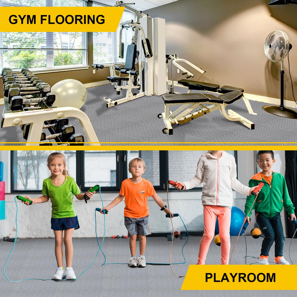 Ecally 100 Pcs 12 x 12 Gym Mat Foam Floor Mats for Home Gym Covers 96 Sq Ft Puzzle Exercise Square Interlocking Carpet Tiles with Border for Workouts Equipment Yoga Pilates (Black,Red)