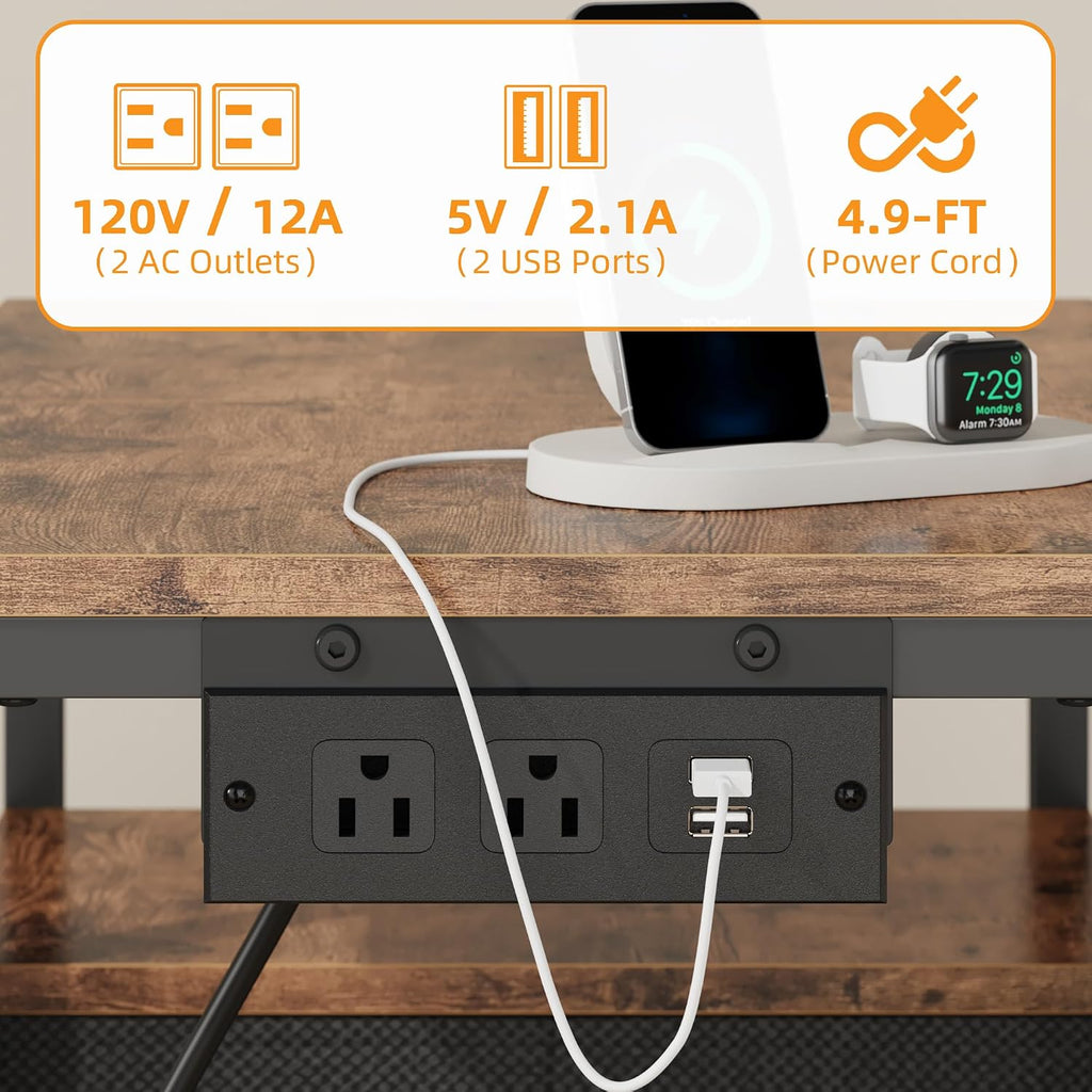 YAOHUOO Printer Stand with Power Outlet/Drawers, Printer and Shredder Stand