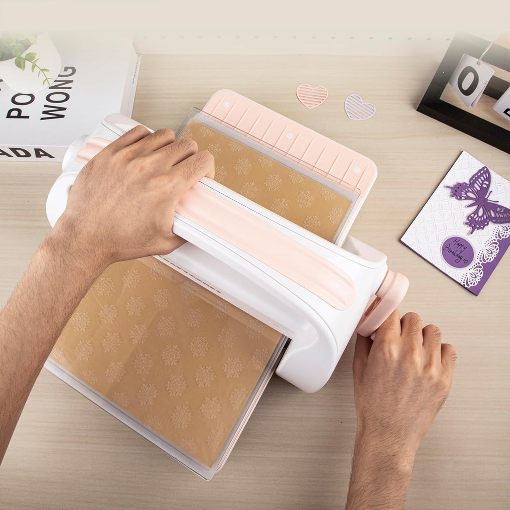 CraftGenes 9-Inch Die Cutting and Embossing Machine for Card Making, Pink