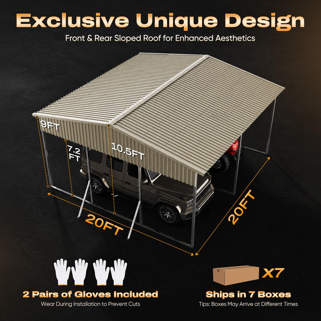 Quictent 14x25x15 FT RV Metal Carport, Heavy Duty Reinforced Steel Shelter with Side Panel, Extra Tall Outdoor Garage Canopy for RV, Boat, Truck and Farm Equipment