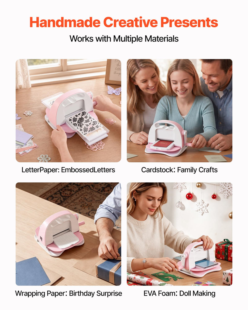 VEVOR Manual Die Cutting and Embossing Machine, 9" Opening, Portable Die Cut Machine Set with Cutting Dies, Embossing Folders, Paper Sheets, Cutting Plates, for Scrapbooking, Card Making, Crafting