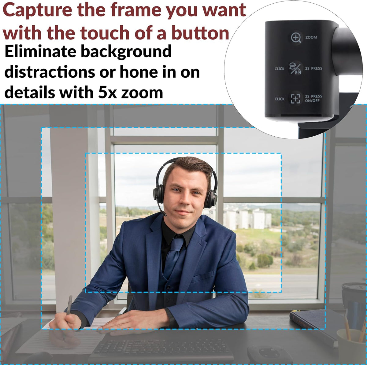 Cyber Acoustics WC-Flex HD Webcam, Center and Table View Mounting Options