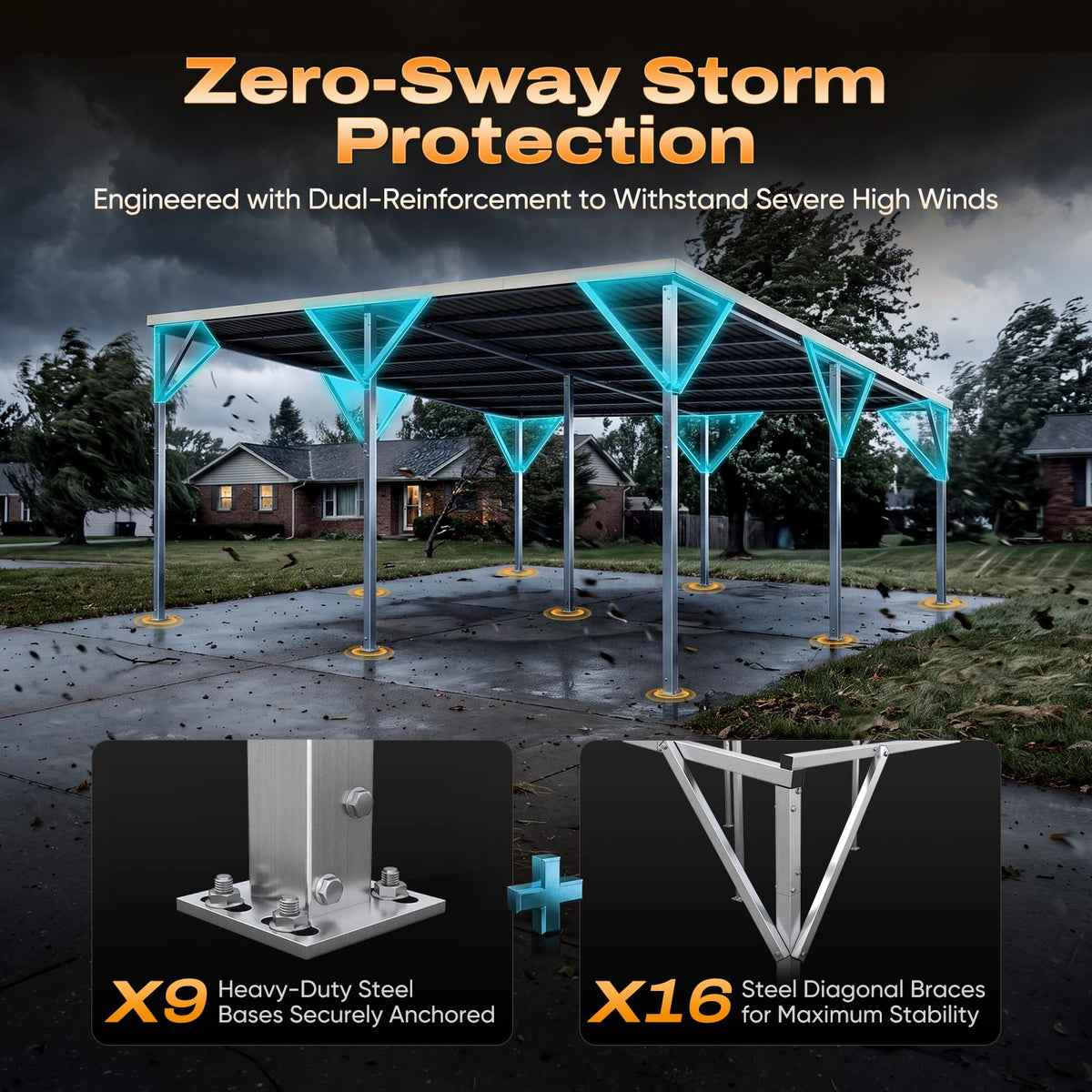 Quictent 14x25x15 FT RV Metal Carport, Heavy Duty Reinforced Steel Shelter with Side Panel, Extra Tall Outdoor Garage Canopy for RV, Boat, Truck and Farm Equipment