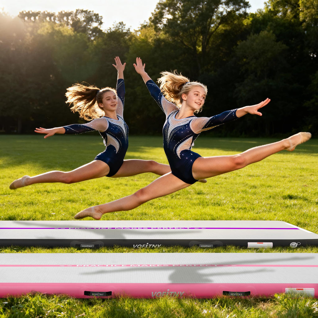 VOFiTNY Inflatable Gymnastics Air Mat Tumble Track with Pump for Training