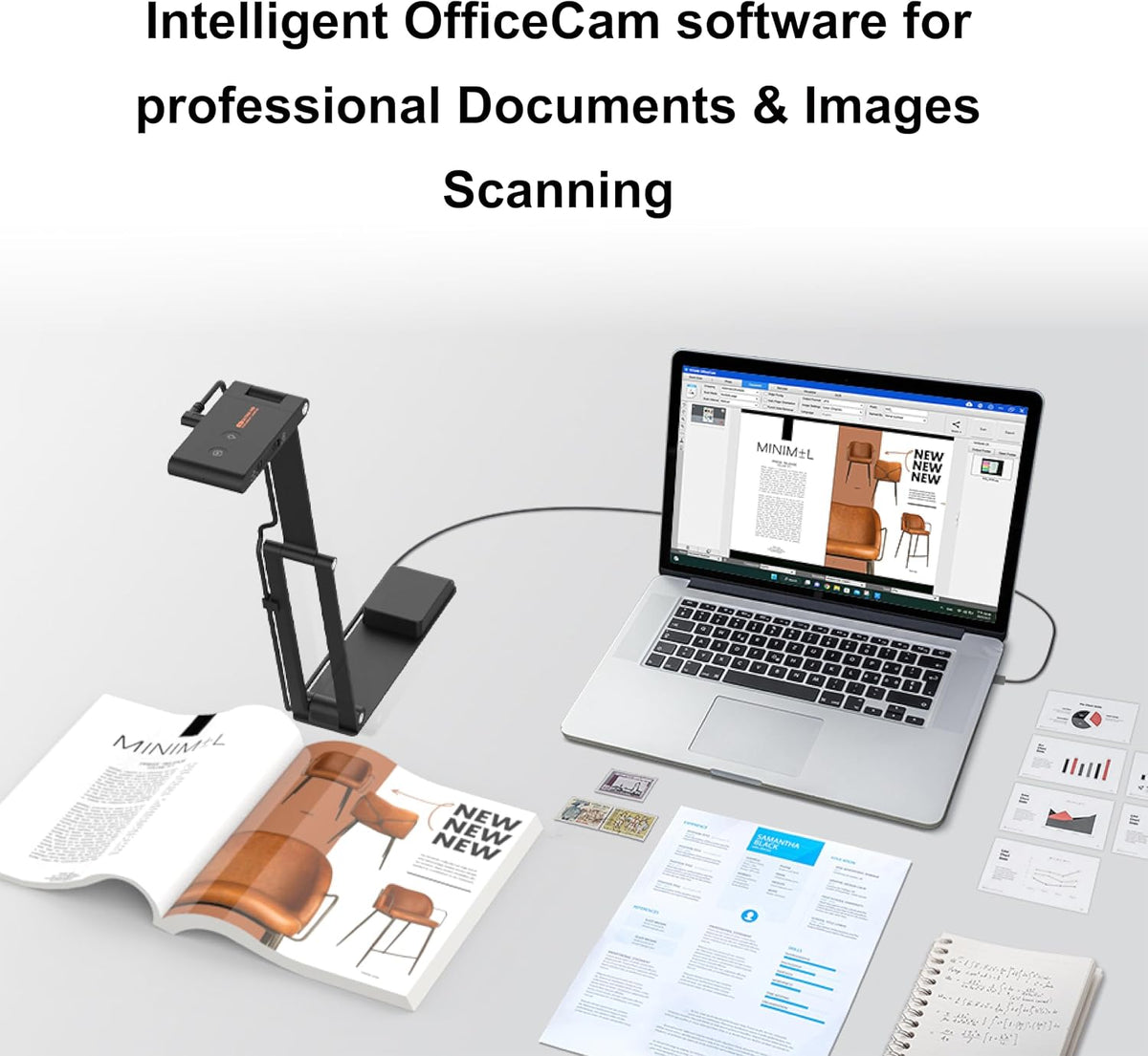 VIISAN VS13AM 4K Document Camera for Desktop, Document Scanner with OCR, Overhead Camera for Papers, Books, Receipts, Cards and Small Objects, Clear Close-Up Capture for Office, Home and Presentation