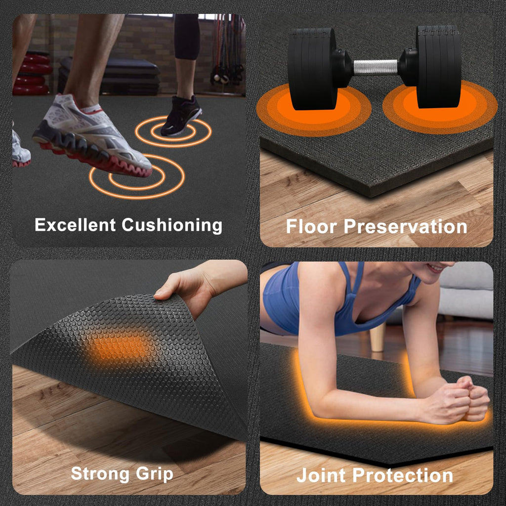 Large Exercise Mat 8'x5'|12'x6'|10'x6'|6'x4'|6'x2' Workout Mat for Home Gym Mats Exercise Heavy Duty Gym Flooring Fitness Mat Large Yoga Mat Cardio Mat for Weightlifting, Jump Rope, MMA, Shoe-Friendly