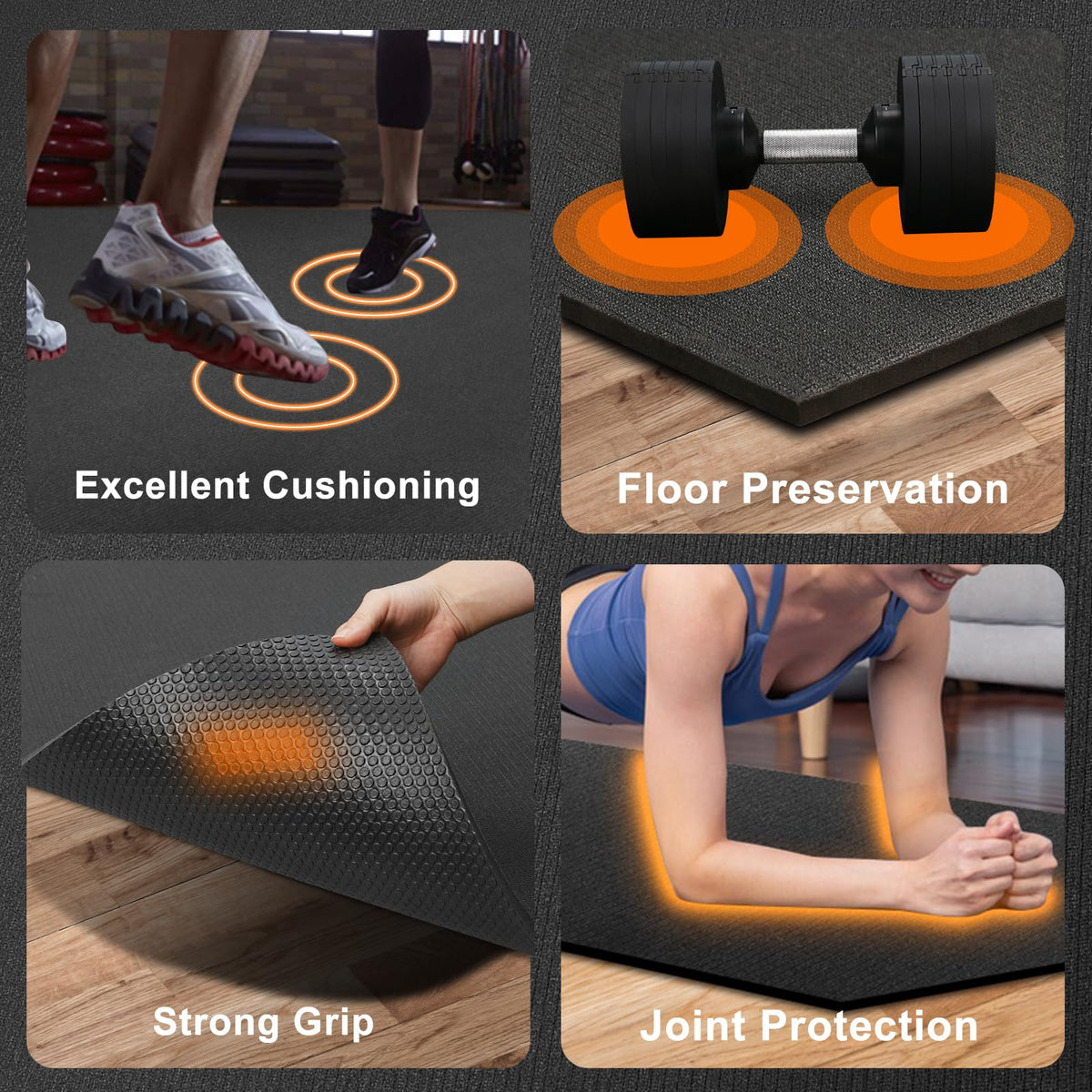 Large Exercise Mat 8'x5'|12'x6'|10'x6'|6'x4'|6'x2' Workout Mat for Home Gym Mats Exercise Heavy Duty Gym Flooring Fitness Mat Large Yoga Mat Cardio Mat for Weightlifting, Jump Rope, MMA, Shoe-Friendly