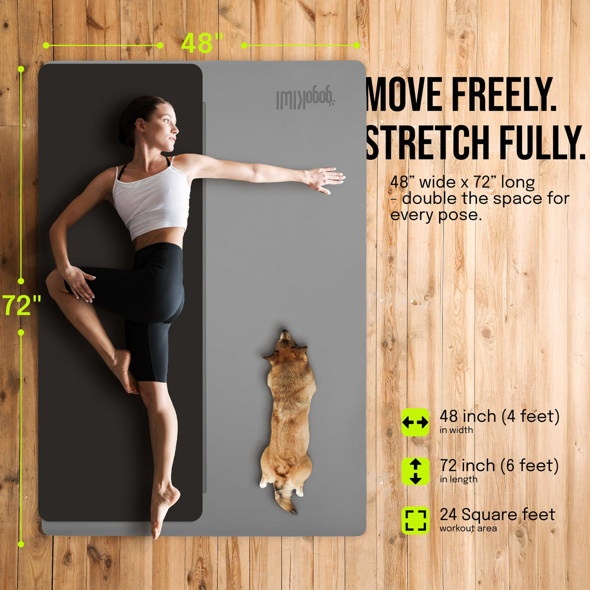 Gogokiwi Extra Large Yoga Mat 6'x4', Thick Exercise Mats for Home Workout