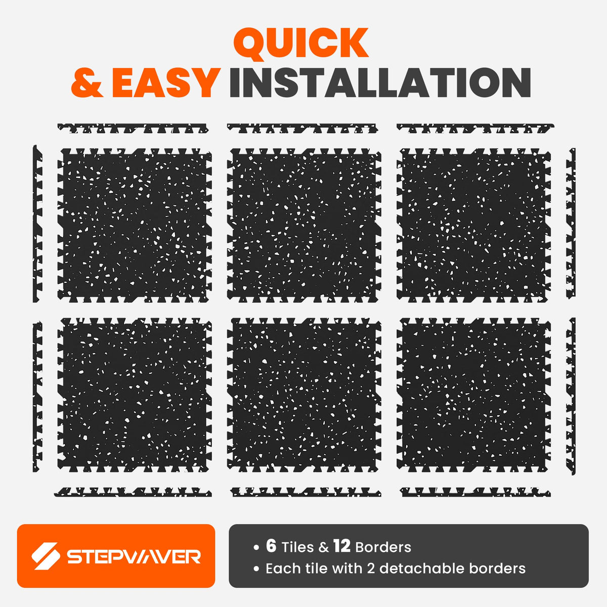 Stepwaver 0.79" Thick 48 Sq Ft Rubber Top Exercise Equipment Mats