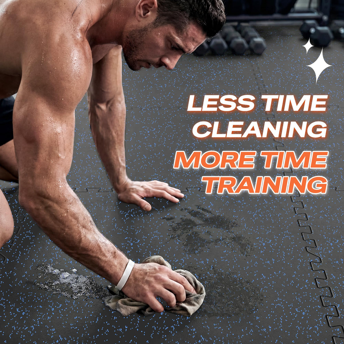 SUPERJARE 30" x 30" Larger Rubber Top Exercise Equipment Mats, 0.56" Thick 12PCS 75 Sq Ft High-Density EVA Foam Interlocking Gym Flooring, Big Workout Mat for Home Gym, Floor Protection, Black/Grey