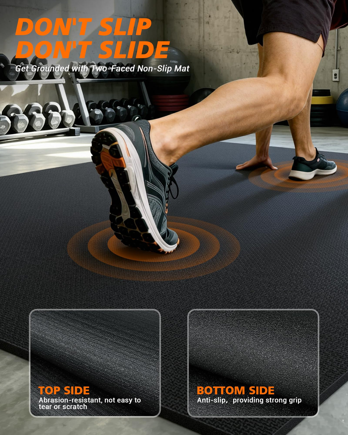 Rendpas Large Exercise Mat for Home Gym, 8mm Extra Thick Workout Mat