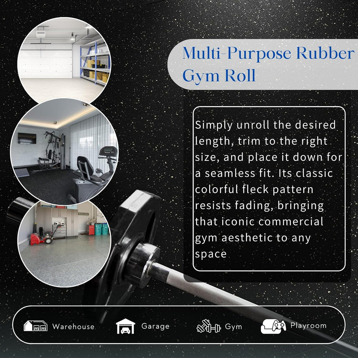 4X10 FT Rubber Gym Flooring Roll Non-Slip Shock Absorption-Black/Red