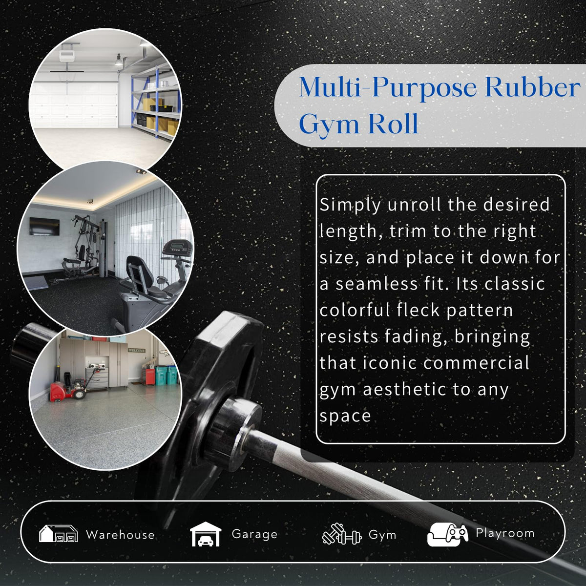 4X10 FT Rubber Gym Flooring Roll Non-Slip Shock Absorption-Black/Red
