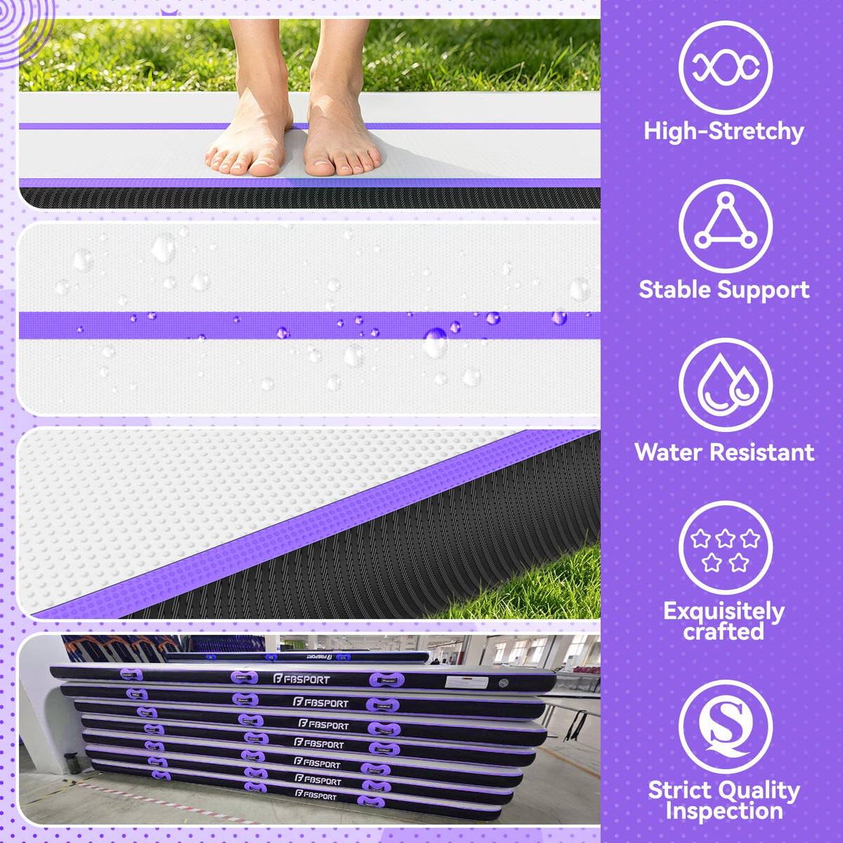 FBSPORT 6.6ft/10ft/13ft/16ft/20ft Inflatable Air Gymnastics Training Mat