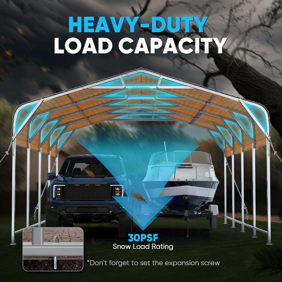Quictent 14x25x15 FT RV Metal Carport, Heavy Duty Reinforced Steel Shelter with Side Panel, Extra Tall Outdoor Garage Canopy for RV, Boat, Truck and Farm Equipment
