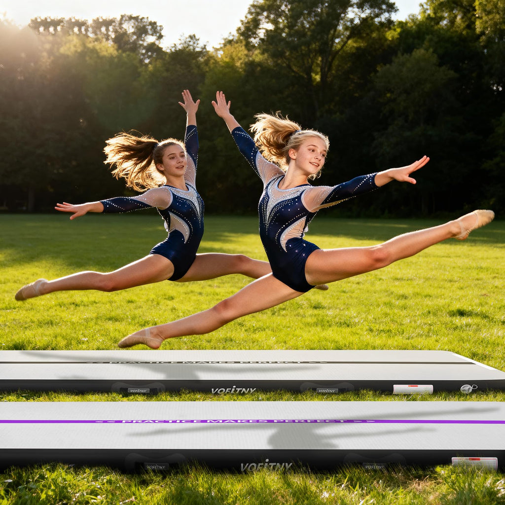 VOFiTNY Inflatable Gymnastics Air Mat Tumble Track with Pump for Training