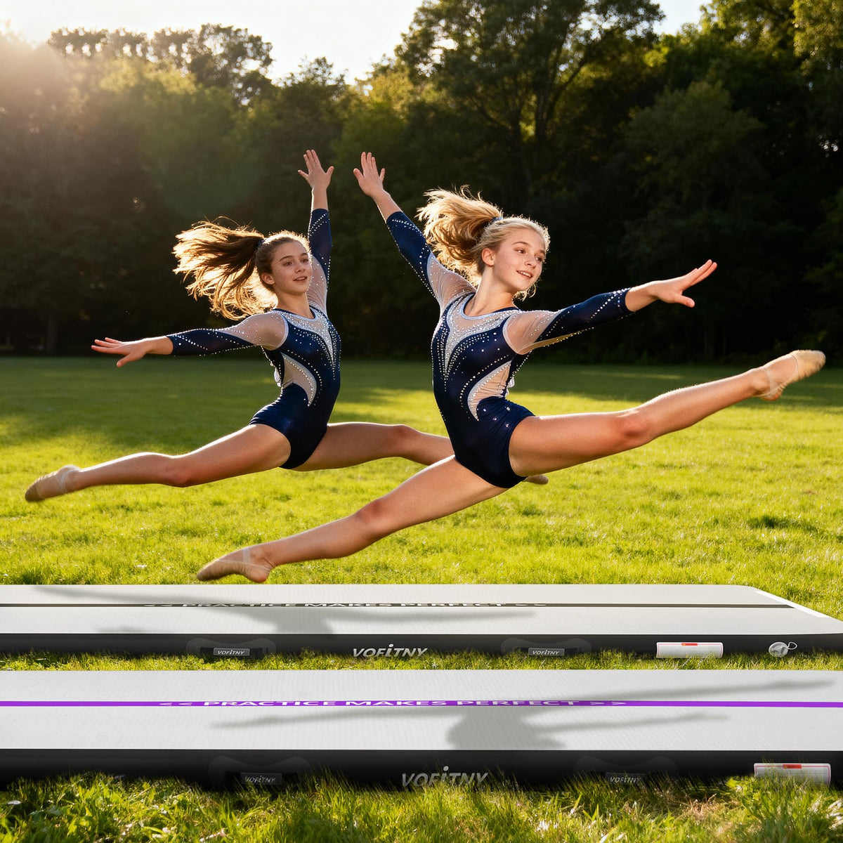 VOFiTNY Inflatable Gymnastics Air Mat Tumble Track with Pump for Training