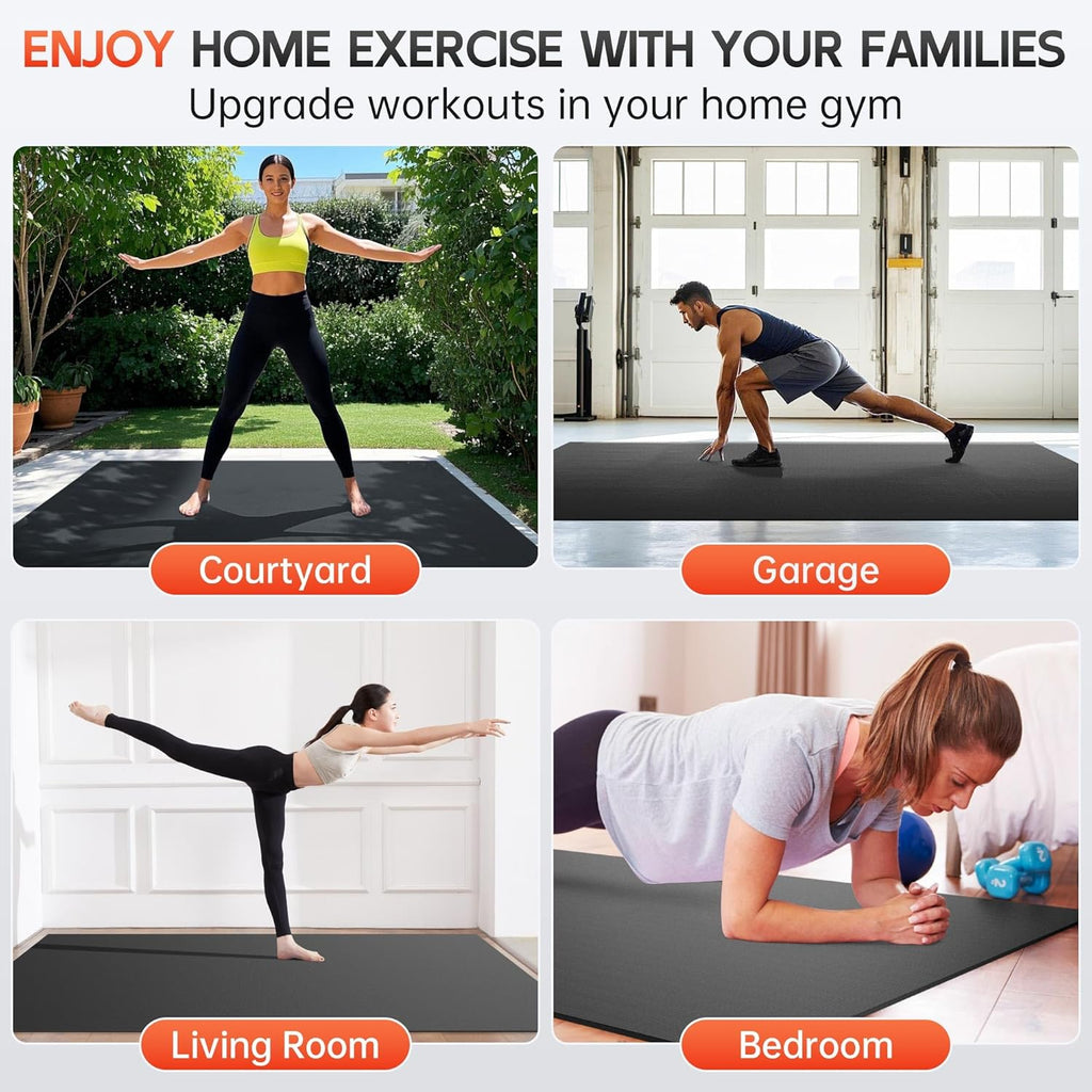 Extra Large Exercise Mat, 10â x 6'/ 8â x 6â/ 7â x 5â/ 6â x 4â- 7MM Thick Workout Mat for Home Gym, High-Density Gym Mat for Home Gym Floor, Non Slip Large Yoga Mat
