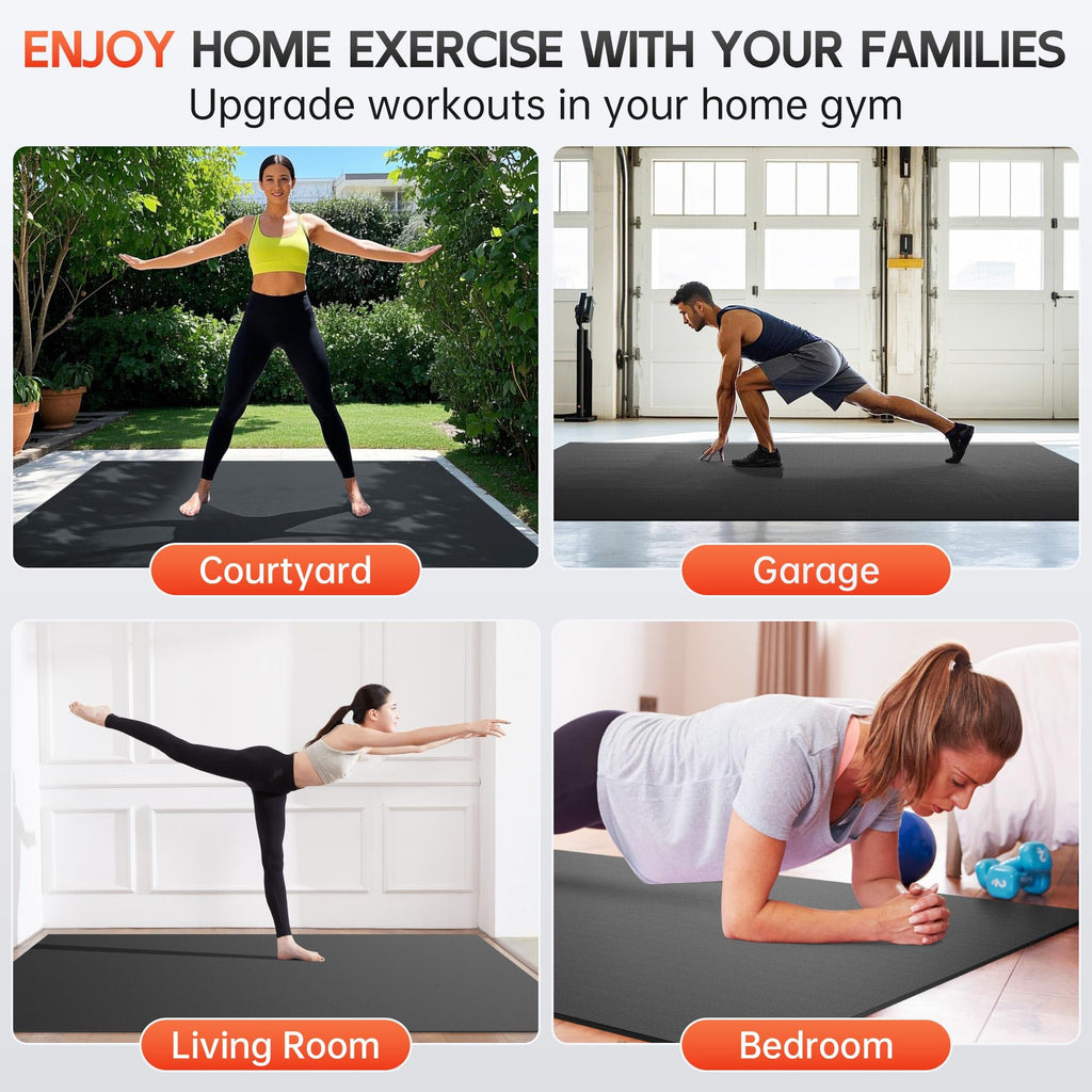 Extra Large Exercise Mat, 10â x 6'/ 8â x 6â/ 7â x 5â/ 6â x 4â- 7MM Thick Workout Mat for Home Gym, High-Density Gym Mat for Home Gym Floor, Non Slip Large Yoga Mat