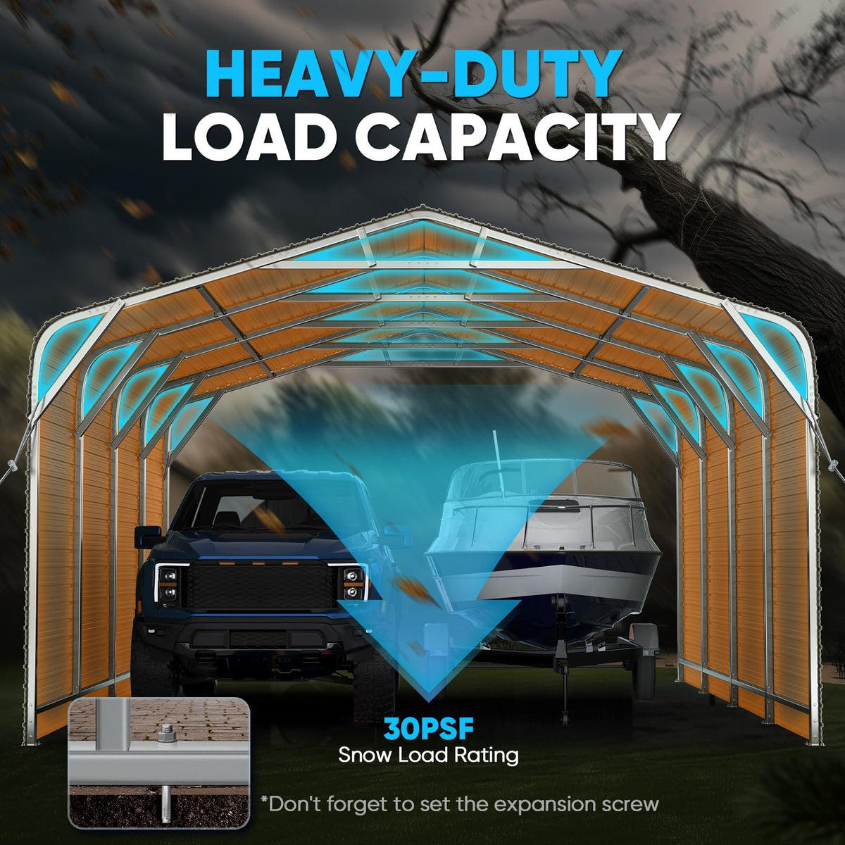 Quictent 14x25x15 FT RV Metal Carport, Heavy Duty Reinforced Steel Shelter with Side Panel, Extra Tall Outdoor Garage Canopy for RV, Boat, Truck and Farm Equipment
