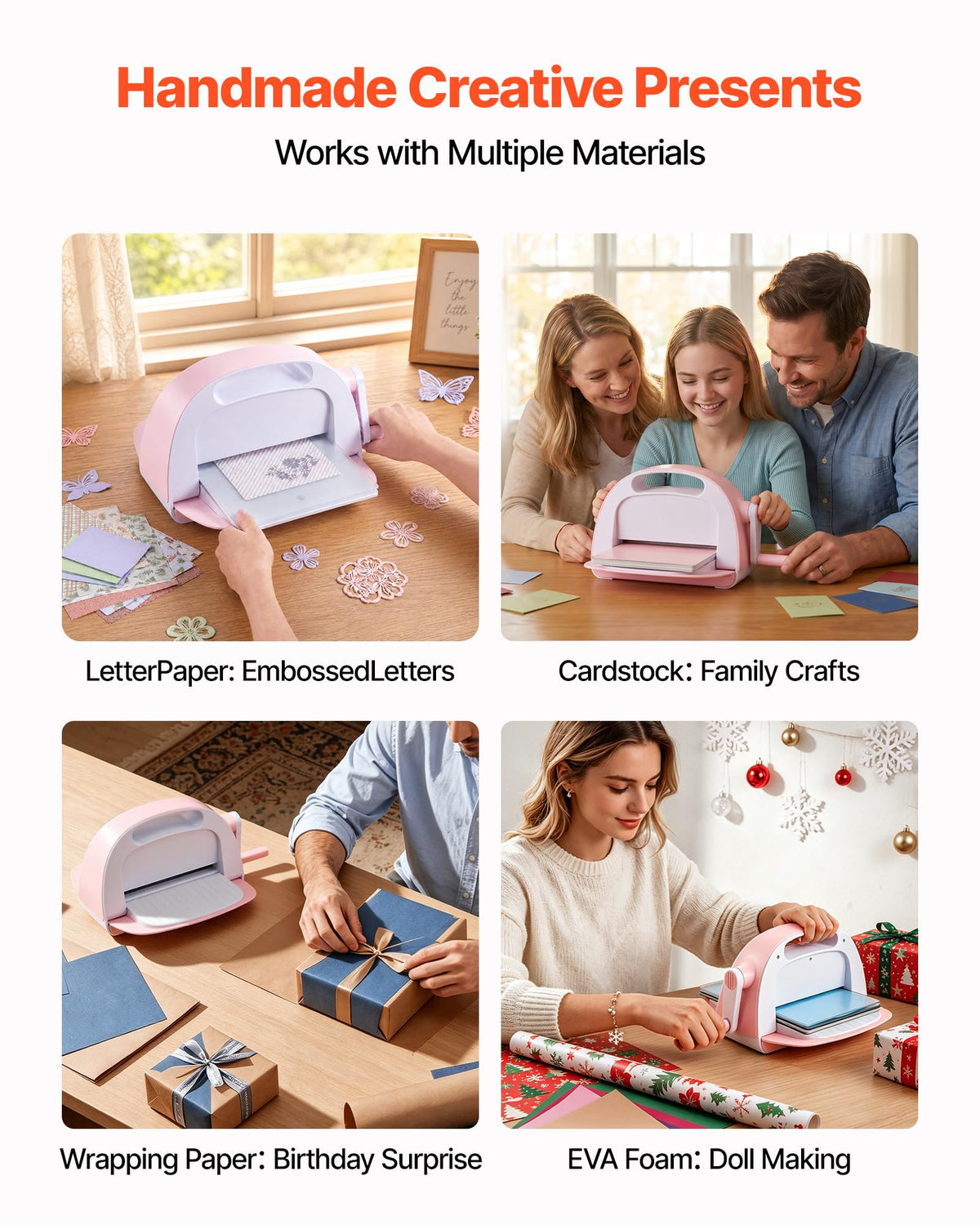 VEVOR Manual Die Cutting and Embossing Machine, 9" Opening, Portable Die Cut Machine Set with Cutting Dies, Embossing Folders, Paper Sheets, Cutting Plates, for Scrapbooking, Card Making, Crafting