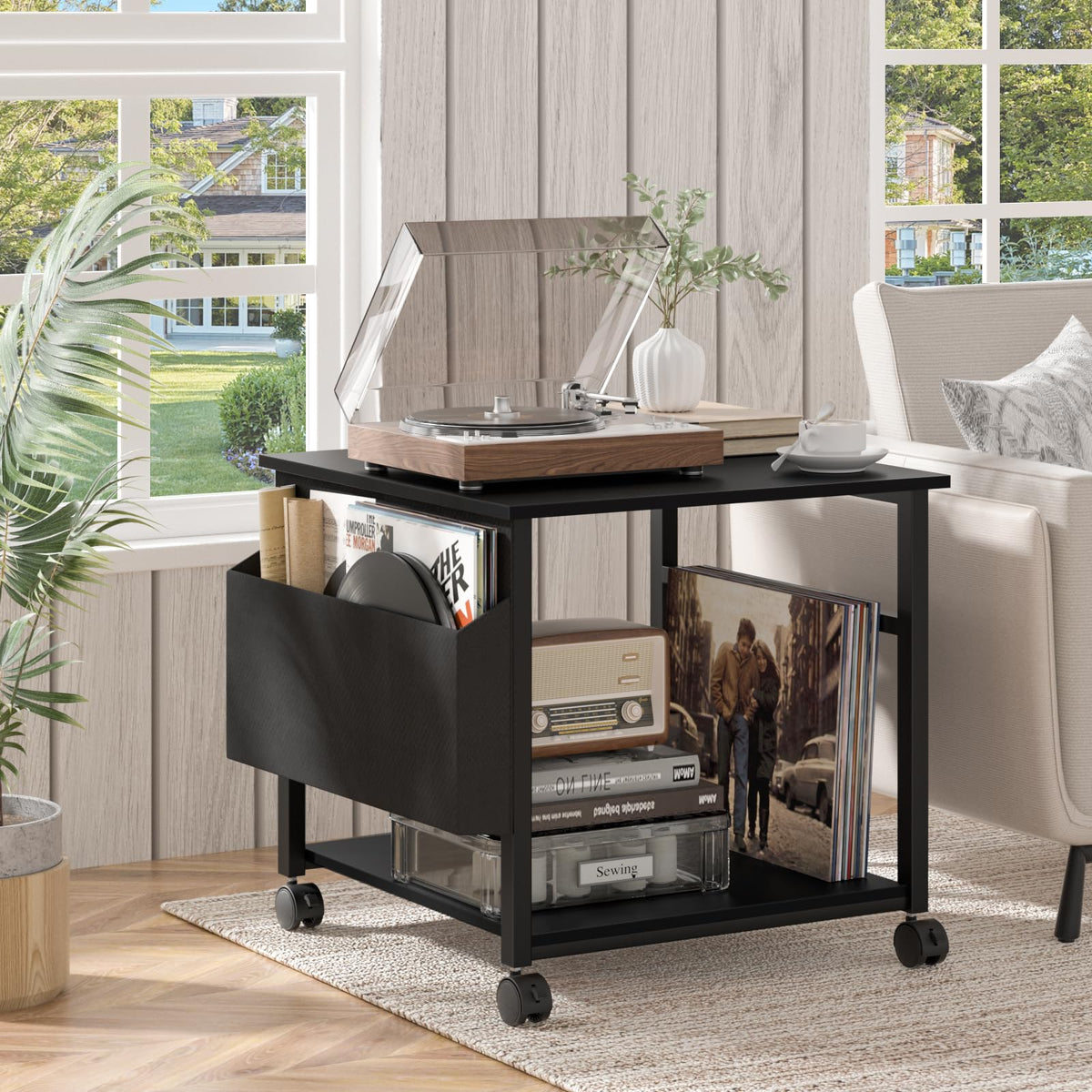 Lerliuo Brown Large Printer Stand with Storage