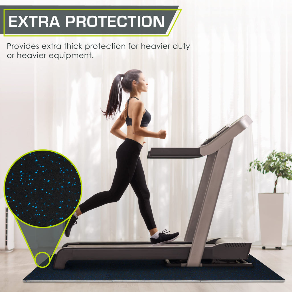 ProsourceFit Rubber Top Exercise Puzzle Mat Â¾-inch, EVA Foam, Protective Interlocking Tiles for Home Gym Equipment and Workouts; Grey, 24 SQ FT, 6 Tiles