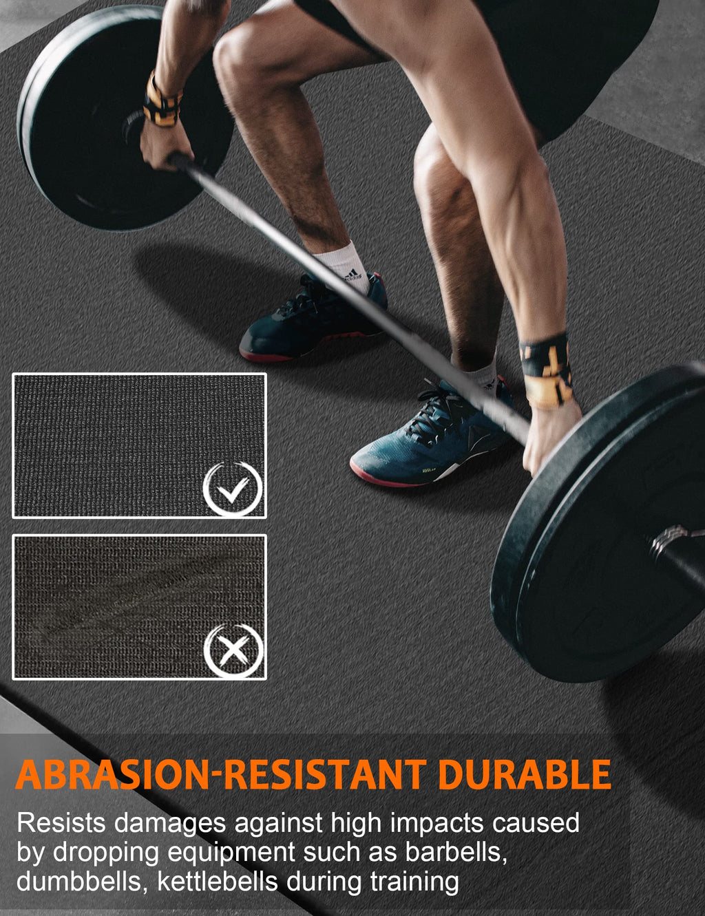 Large Exercise Mat 8'x5'|12'x6'|10'x6'|6'x4'|6'x2' Workout Mat for Home Gym Mats Exercise Heavy Duty Gym Flooring Fitness Mat Large Yoga Mat Cardio Mat for Weightlifting, Jump Rope, MMA, Shoe-Friendly
