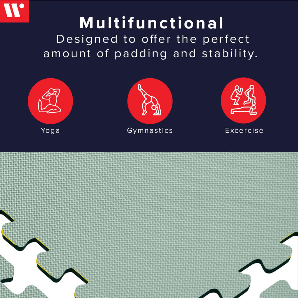 We Sell Mats 3/8" Thick Multipurpose EVA Foam Exercise Floor Mat, Interlocking Tiles, Anti-Fatigue for Home or Gym