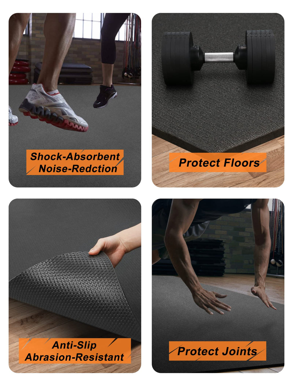Large Exercise Mat 8'x5'|12'x6'|10'x6'|6'x4'|6'x2' Workout Mat for Home Gym Mats Exercise Heavy Duty Gym Flooring Fitness Mat Large Yoga Mat Cardio Mat for Weightlifting, Jump Rope, MMA, Shoe-Friendly