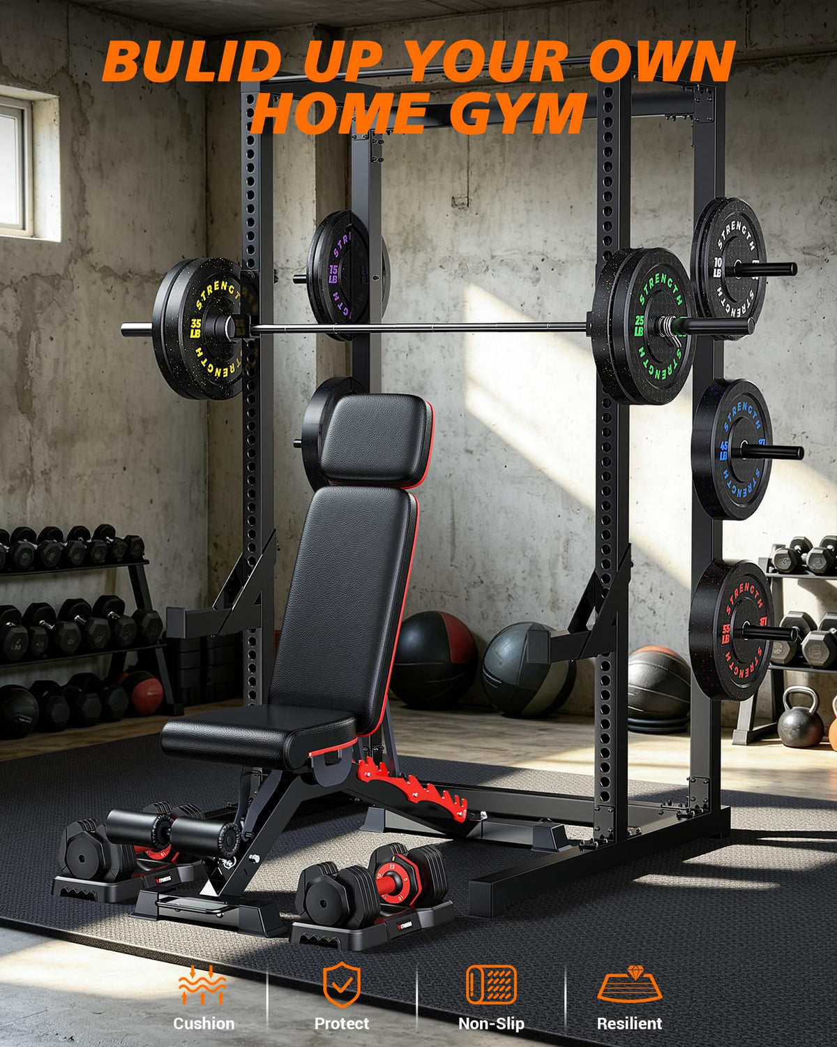 Rendpas Large Exercise Mat for Home Gym, 8mm Extra Thick Workout Mat