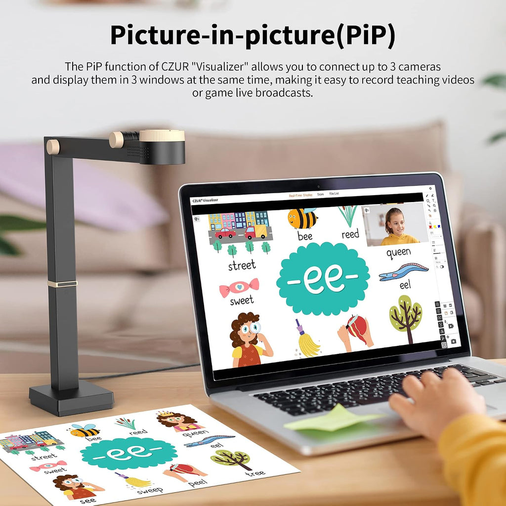 CZUR Fancy Pro 8MP USB Document Camera for Teacher - Black