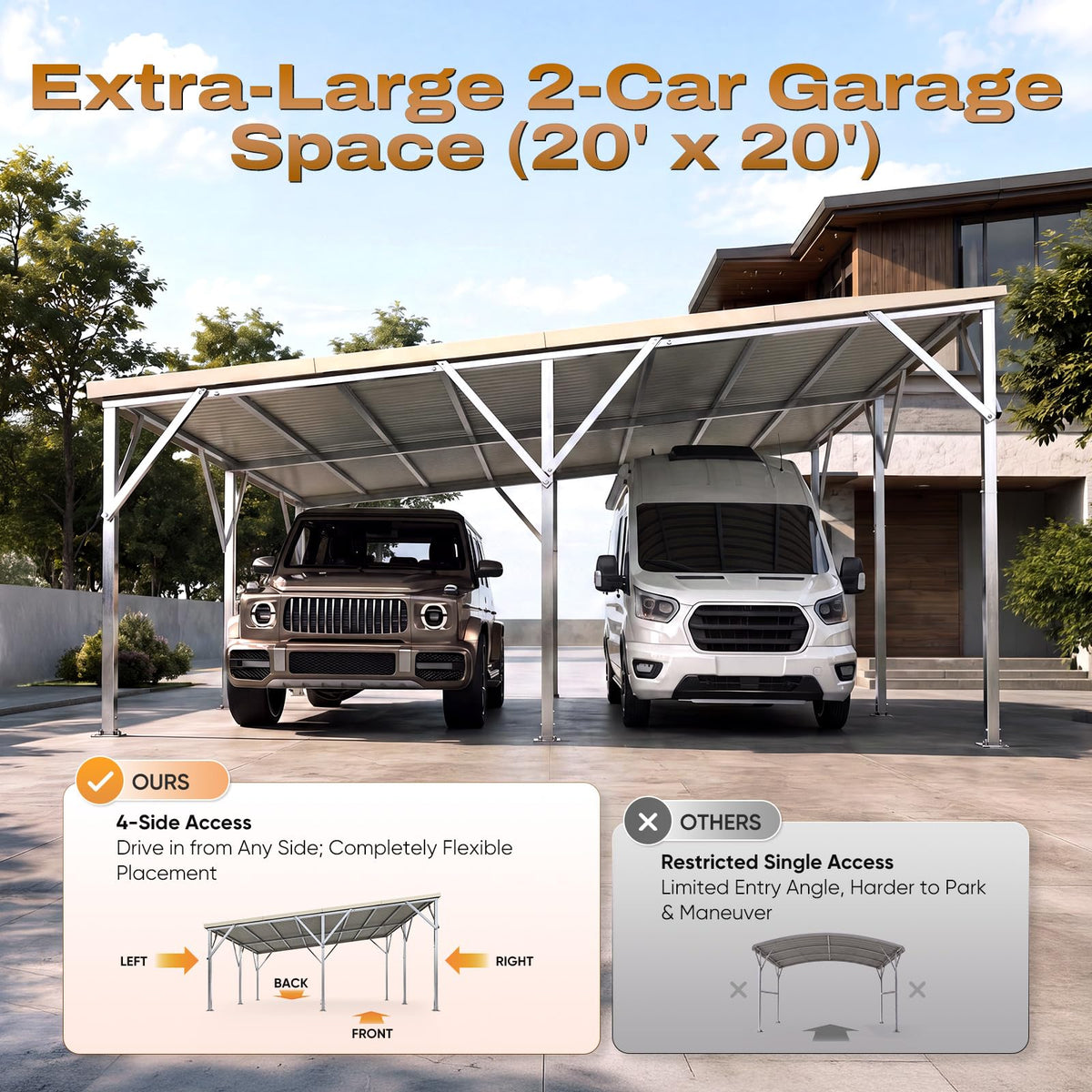 Quictent 14x25x15 FT RV Metal Carport, Heavy Duty Reinforced Steel Shelter with Side Panel, Extra Tall Outdoor Garage Canopy for RV, Boat, Truck and Farm Equipment