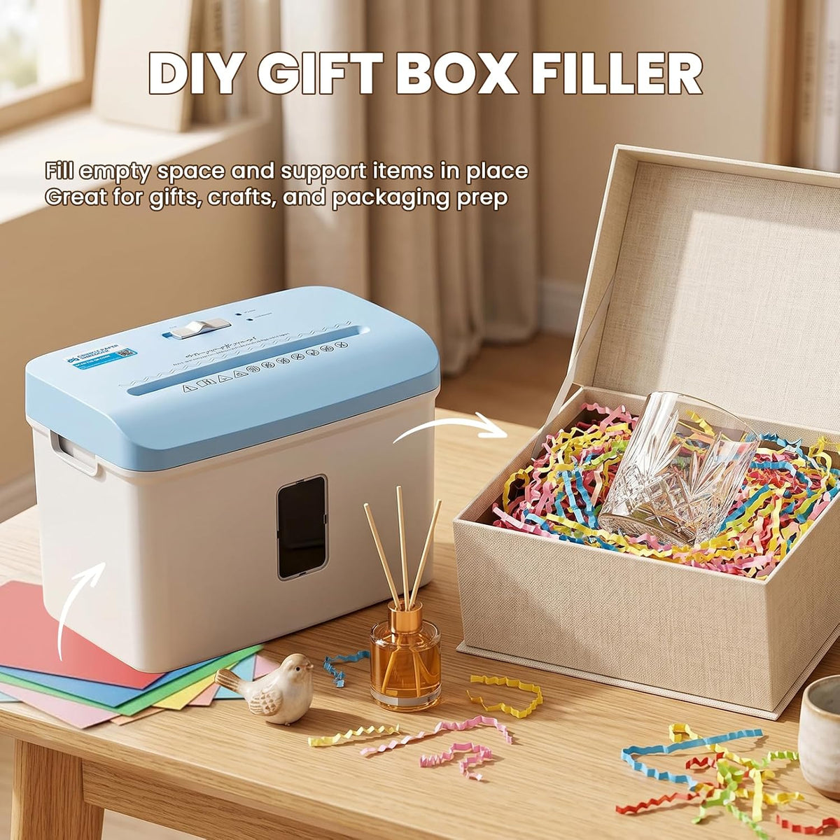 Mxmoonant Electric Crinkle Paper Shredder Machine for Gift Packaging Filler