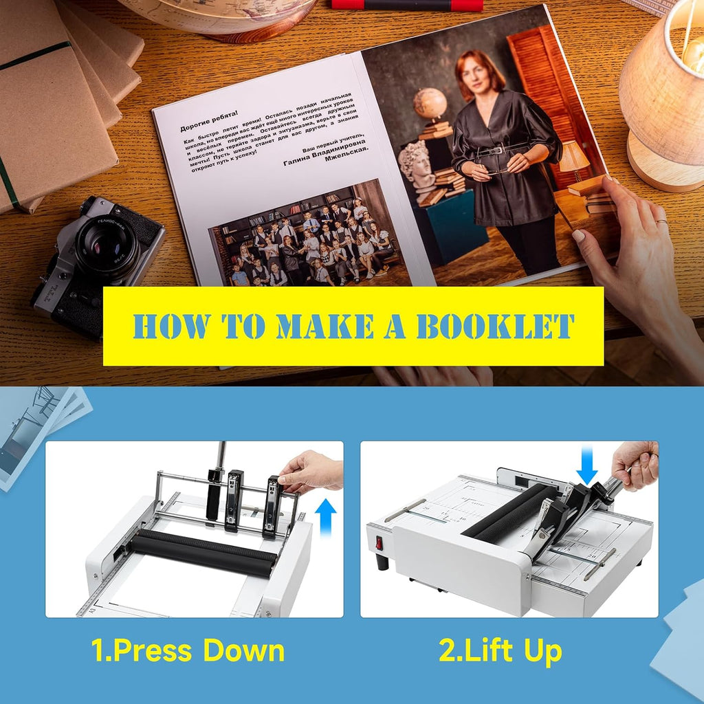 Paper Folding Machine, A3 Paper Folder Machine Automatic Booklet Maker Booklet Making Machine Paper Bookbinding Folding Machine 200-300 Booklets/Hour