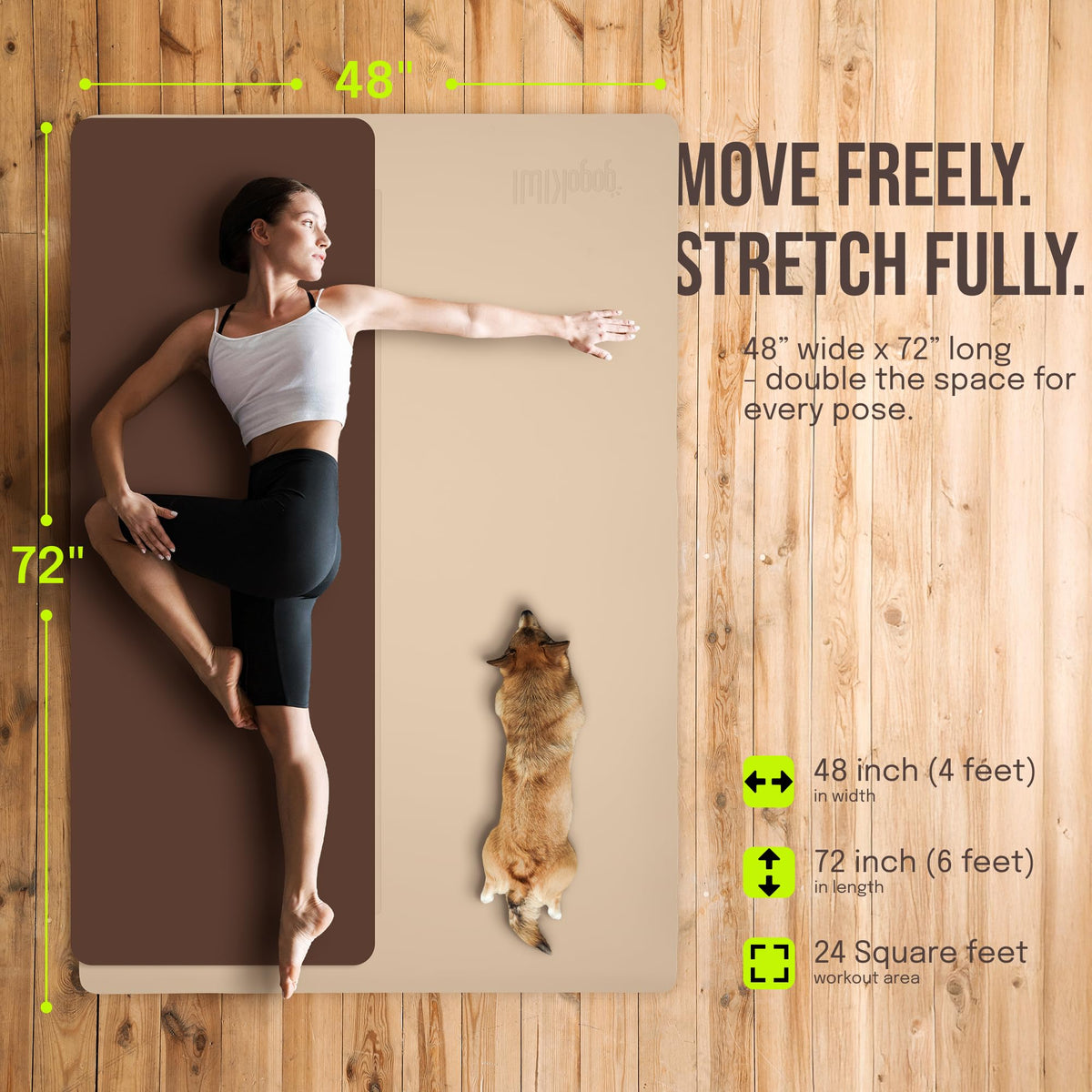 Gogokiwi Extra Large Yoga Mat 6'x4', Thick Exercise Mats for Home Workout