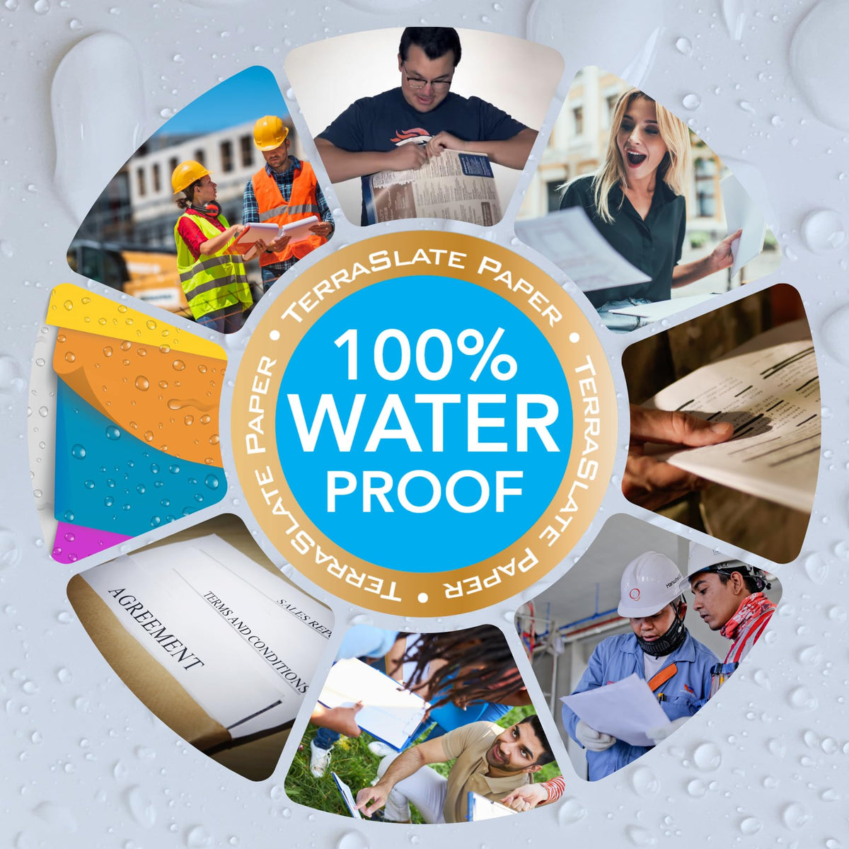 TerraSlate Premium Waterproof Paper, 5 Mil 8.5â x 11â, Laser Printer & Copy Machine Compatible, Durable & Rain/Weather-Proof Copy Paper, White Paper (100 Sheets)