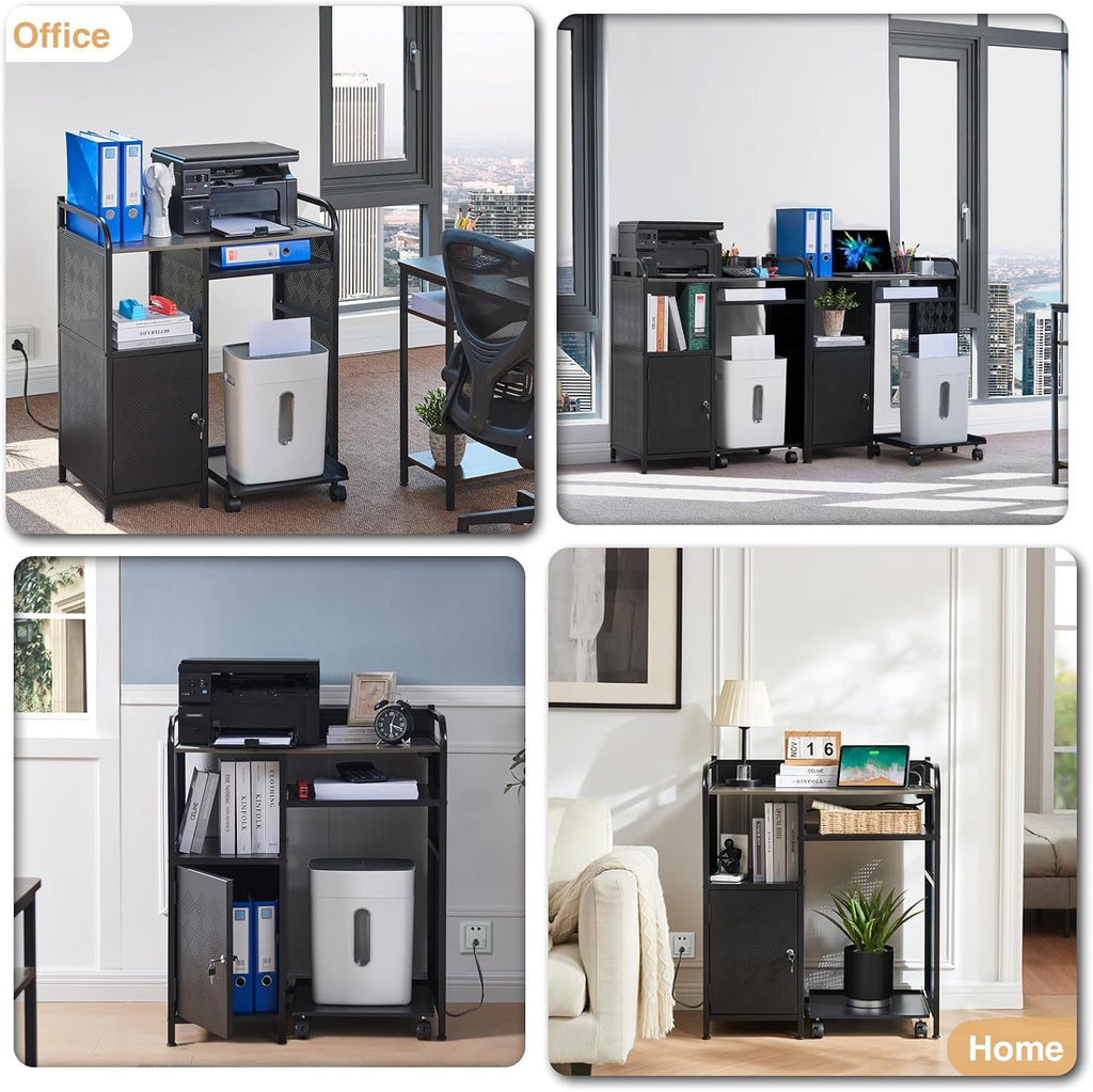 Lauren&Harold Large Printer Stand with Storage and Outlet for Home Office