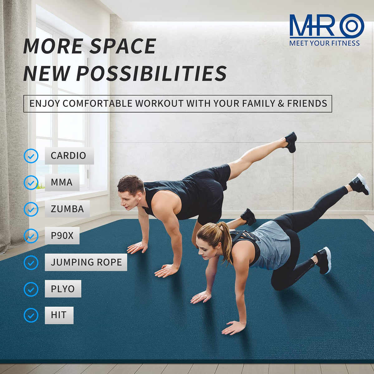MRO Extra Large Exercise Mat 15'x6'/12'x6'/9'x6'(7mm)